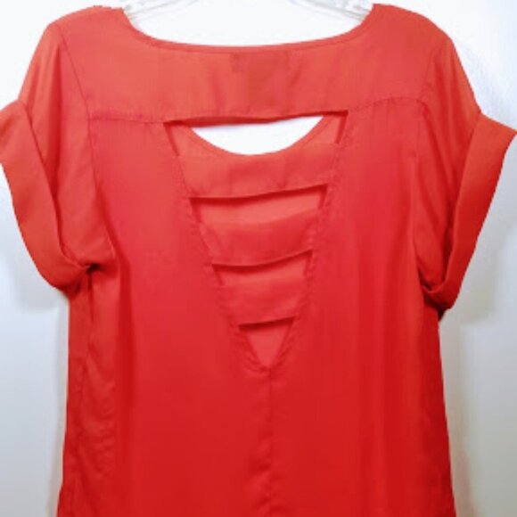 Material Girl Tango Red Short Sleeve Top Size: S - Picture 9 of 11